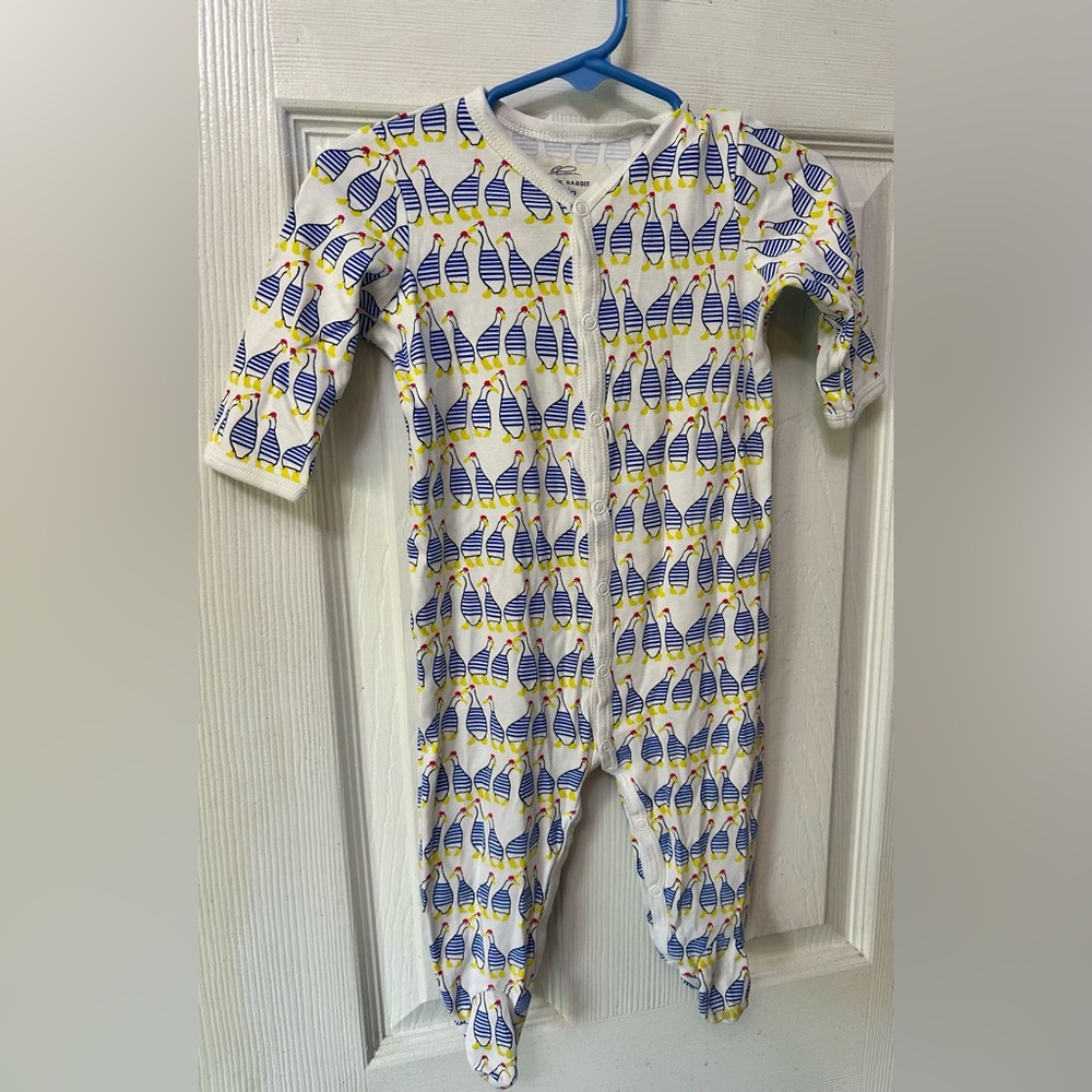 Roller Rabbit Blue and Yellow Preppy Duck Print Infant Footie Pajamas, 6-9